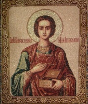 Гобеленовая икона с люрексом " Целитель Пантелеймон " 